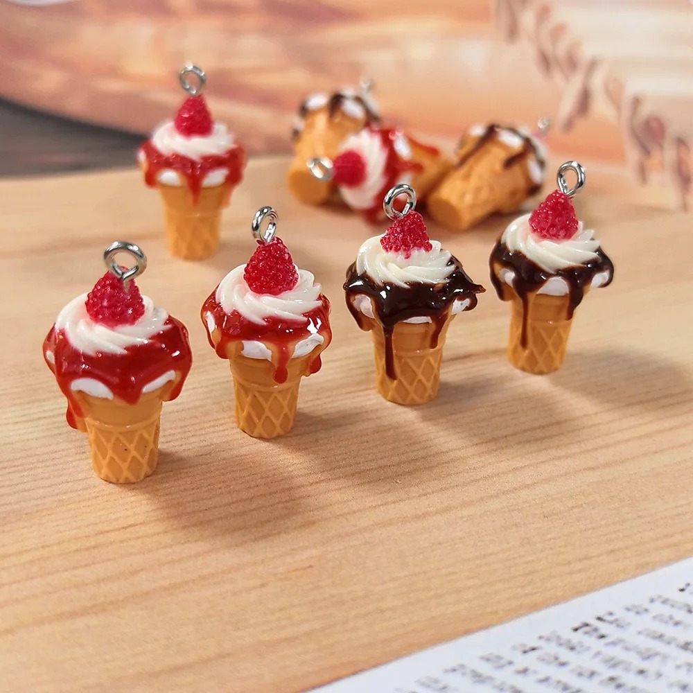 3D Printing Earrings - 10Pcs 3D Mini Simulated Strawberry Jam