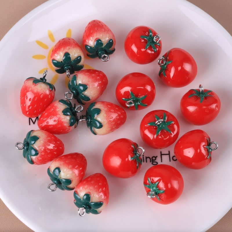3D Printing Earrings - 10pcs 3D simulation strawberry tomato apple