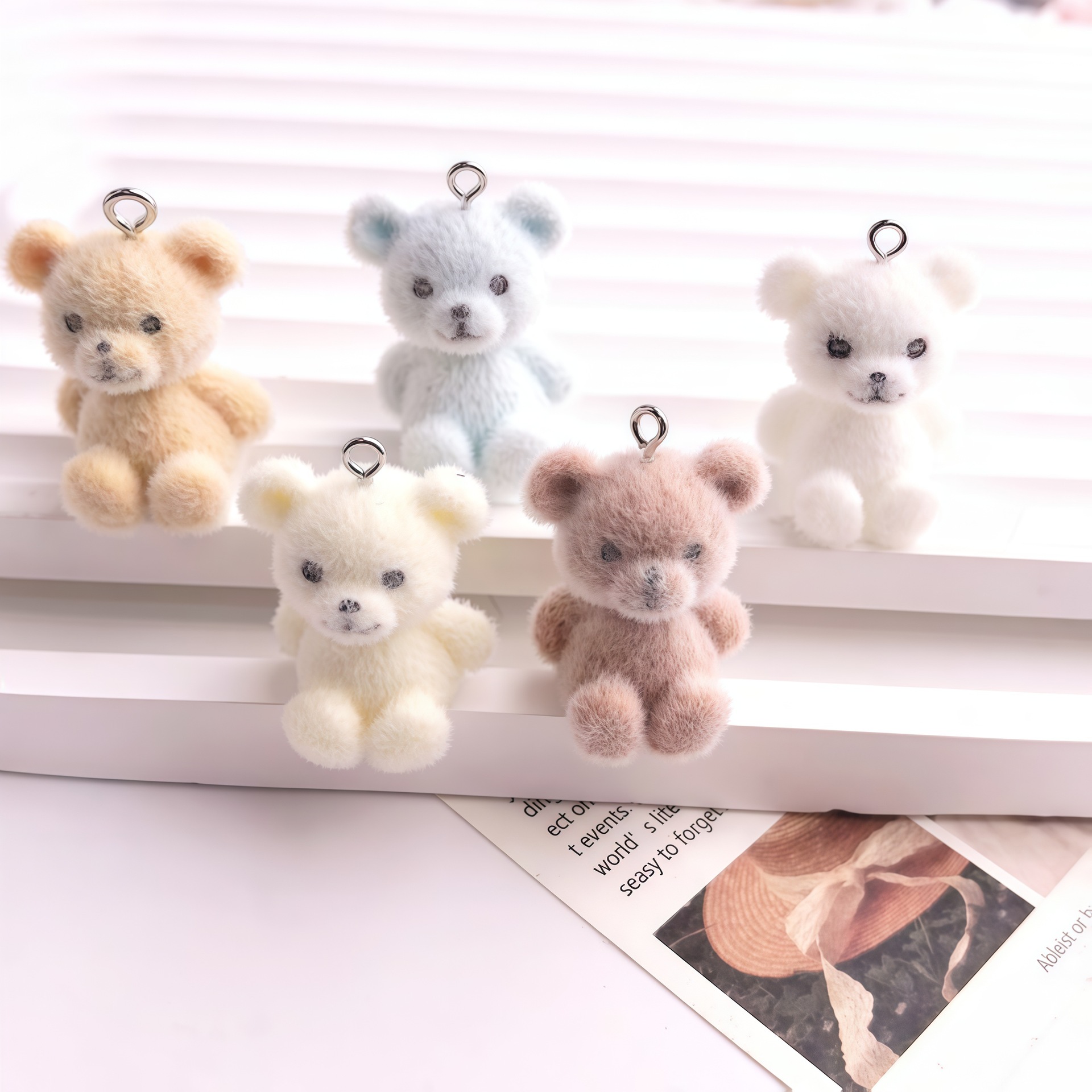 5pcs 3D Flocked Bear Resin Cha - đánh giá và giá 3D Printing Earrings