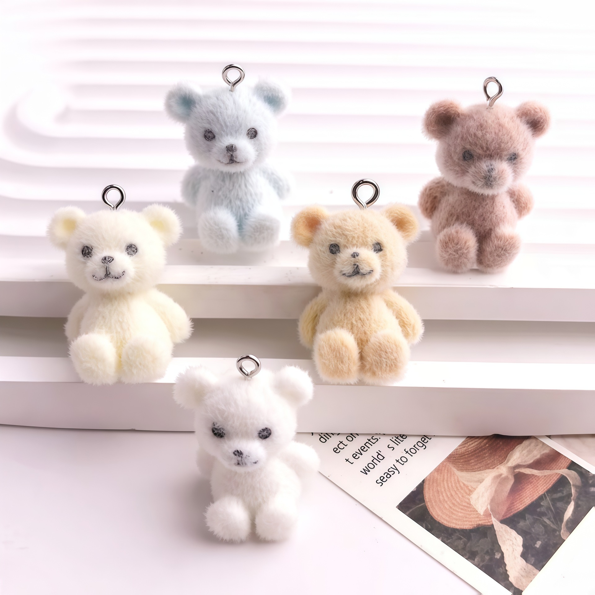5pcs 3D Flocked Bear Resin Cha - đánh giá và giá 3D Printing Earrings