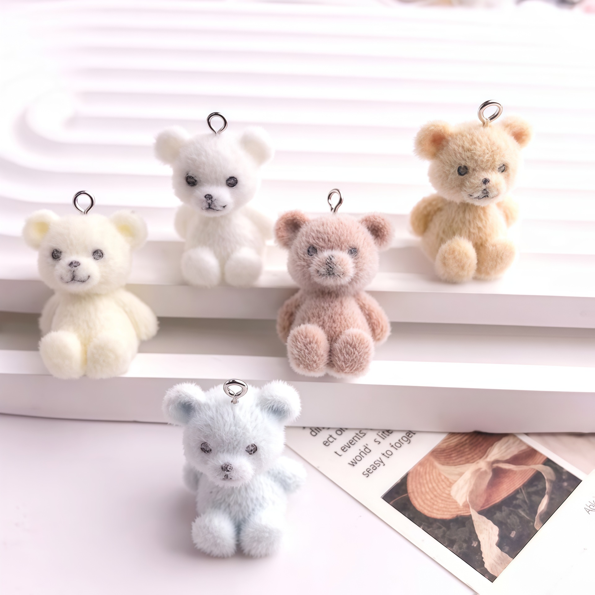 5pcs 3D Flocked Bear Resin Cha - đánh giá và giá 3D Printing Earrings