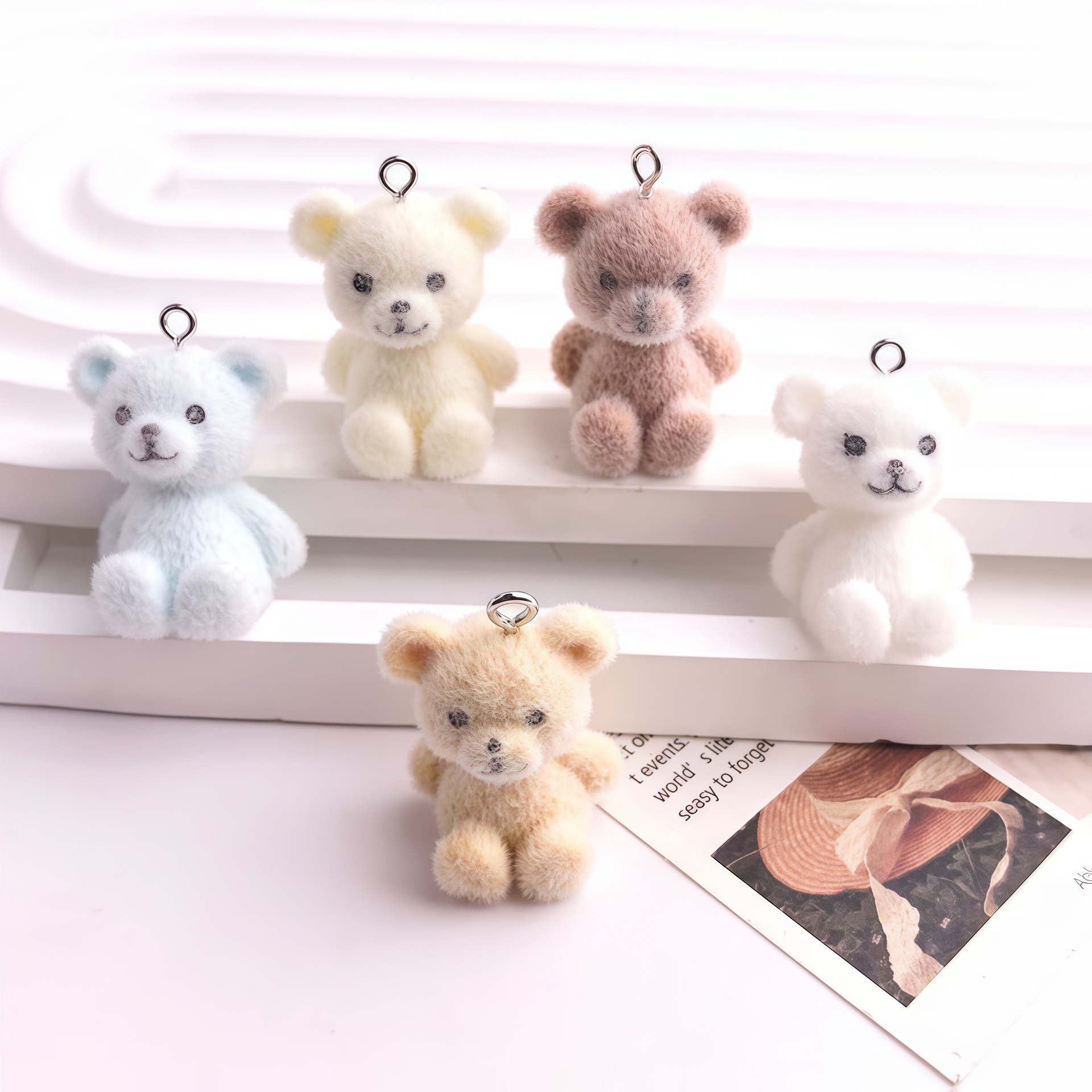 5pcs 3D Flocked Bear Resin Cha - đánh giá và giá 3D Printing Earrings