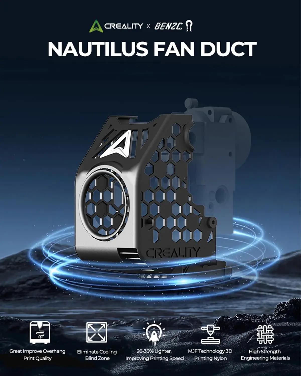 Creality X BEN2C Nautilus Fan  - đánh giá và giá 3D Printing Overhangs