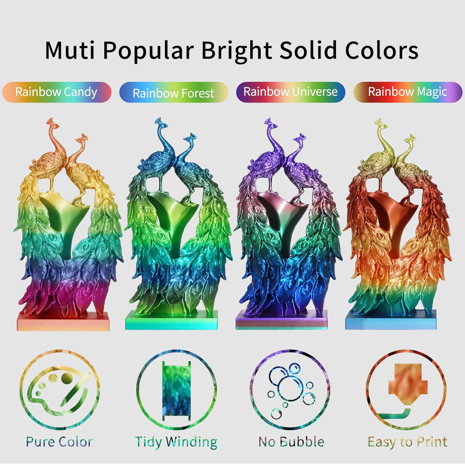 Rainbow Multi-Colored Silk Shi - đánh giá và giá 3D Printing Fdm
